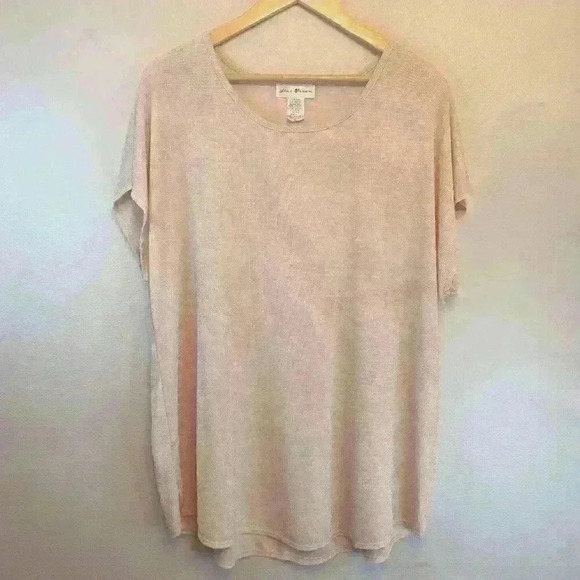 Star Vixen Light Pink Sparkle Glitter Short Sleeved HI-Low Hem Blouse‎ Size 3X - Picture 1 of 11